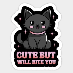 Cute But Will Bite You - Black Cat Sticker